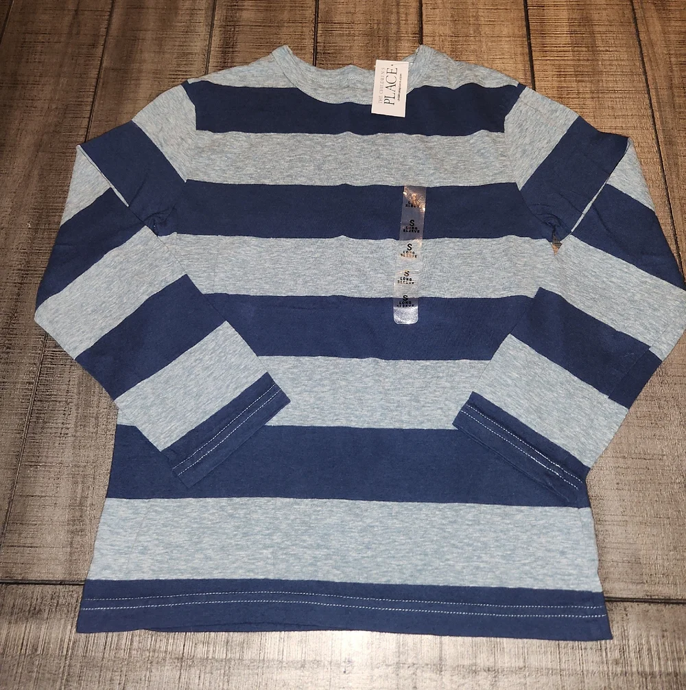 NWT The Children's Place Navy and Light Blue Striped Long Sleeve Shirt